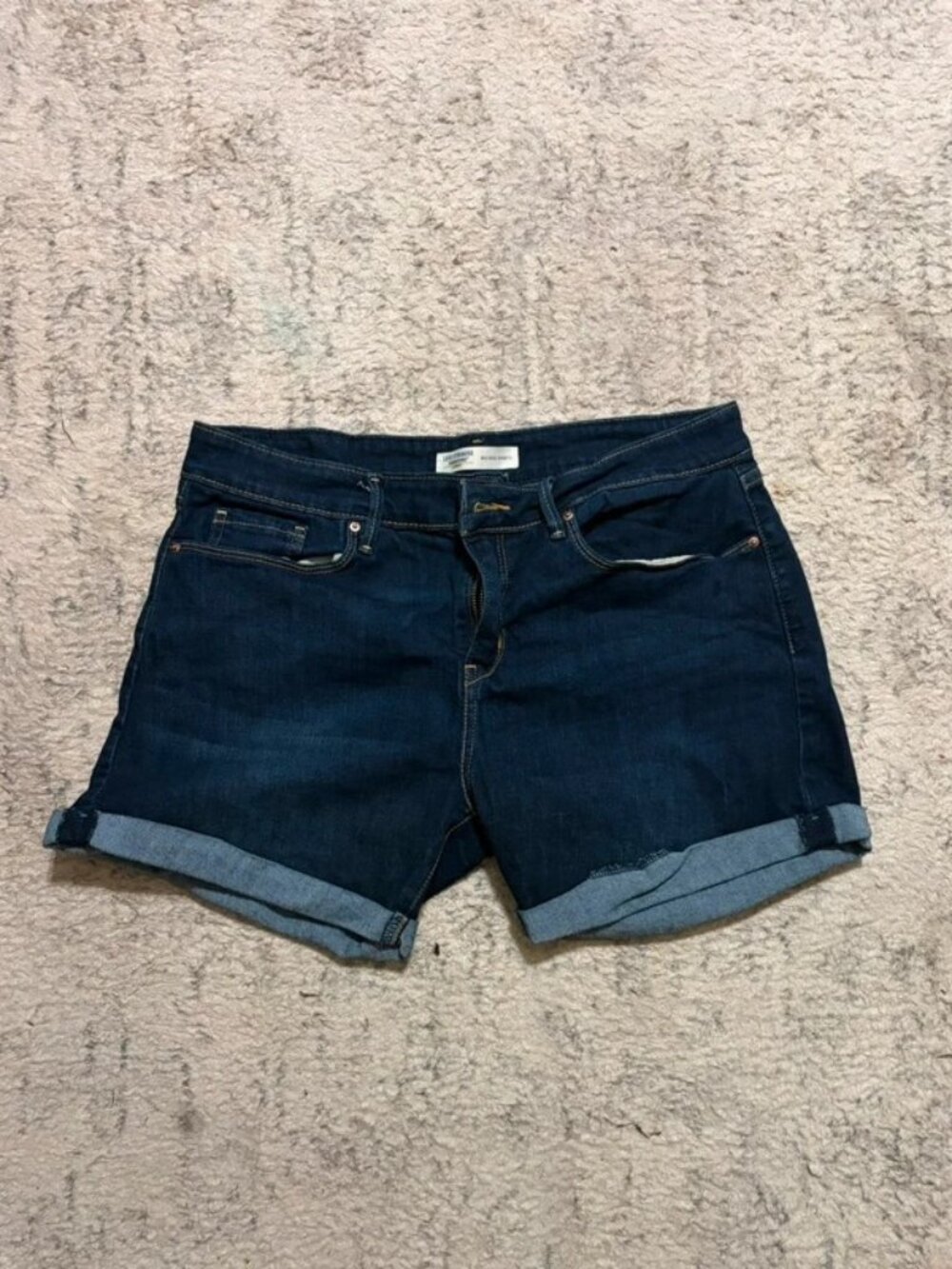 Levi Mid Rise Dark Blue Jean Shorts